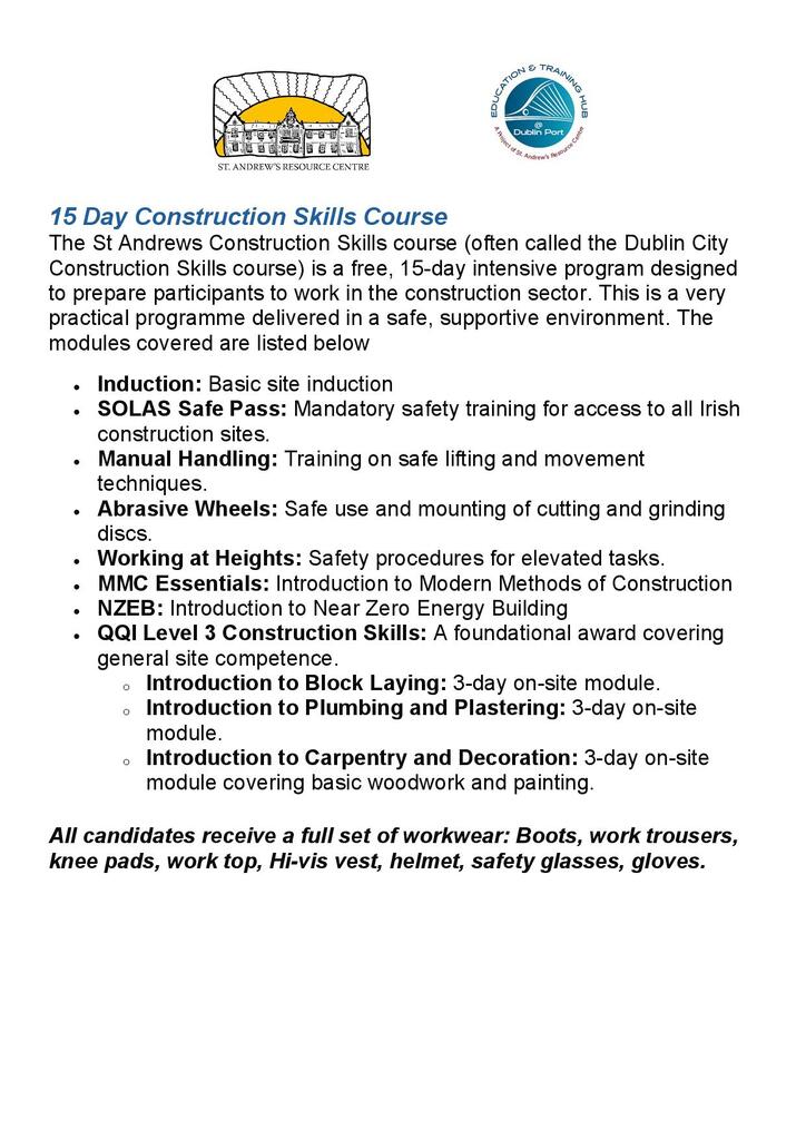 15 Day Construction Skills Course pdf